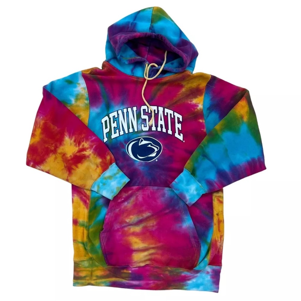 Vintage Penn State University Pro Weave Tie Dye Pullover Hoodie Sweater Size XS